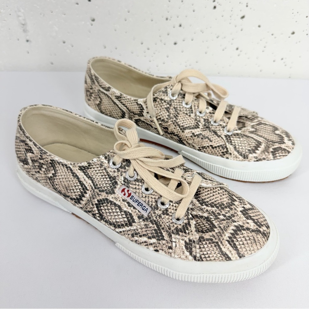 Superga Women’s Size 37.5 Snake Python Print Lace Up Sneakers